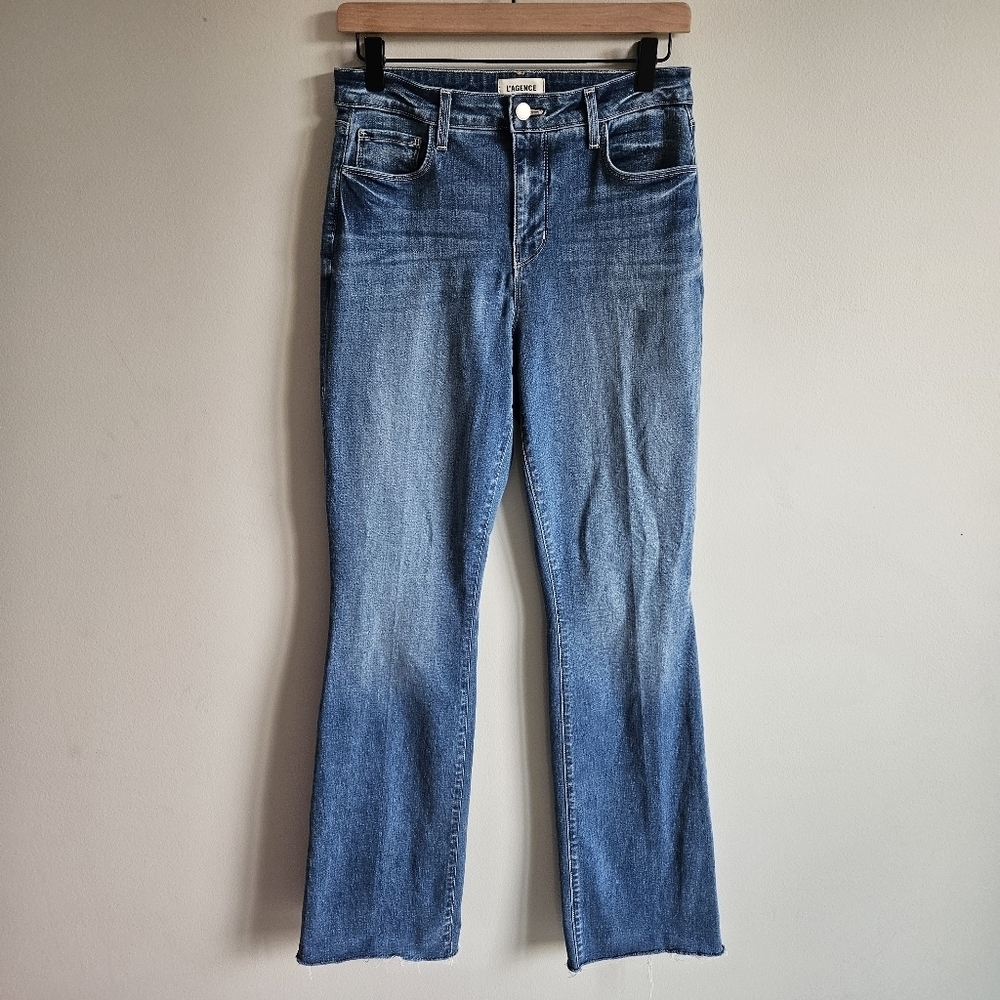 L'agence Blue Denim Ruth High Rise Straight Jeans In Garvey - Picture 3 of 12